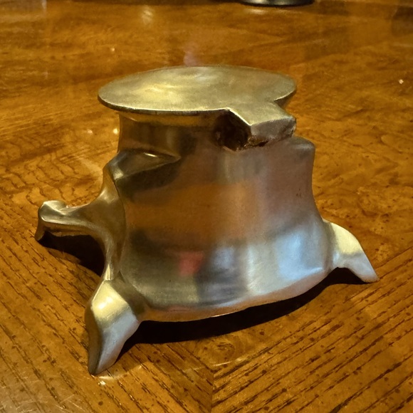 Art Nouveau Ink Well with Glass Insert - Metal Alloy - Vintage - Picture 4 of 12